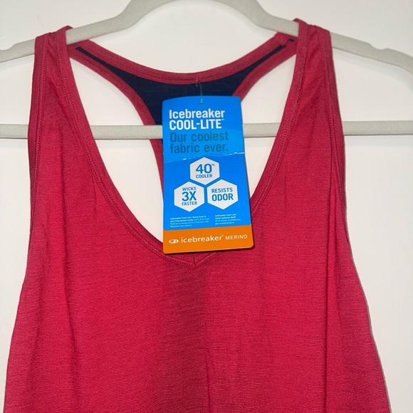 NWT Icebreaker Wool Nomi Racerback pink Tank hiking climbing running camping - Picture 3 of 7
